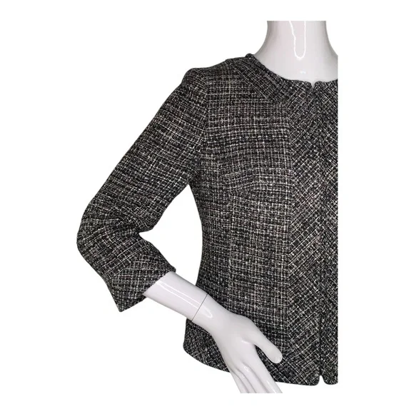 Banana Republic Tweed Blazer Jacket 3/4 Sleeves Full Lining Size 2 - Picture 5 of 14